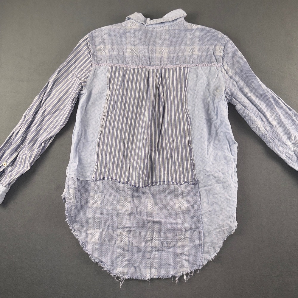 Sundance Womens Blue Patchwork Cotton Button Down Shirt Long Sleeve Small Boho - Picture 5 of 9